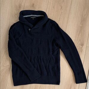 Men's Navy Sweater with Shawl Collar